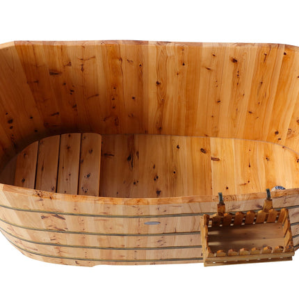 ALFI brand AB1103 59" Free Standing Cedar Wood Bathtub with Bench ALFI brand