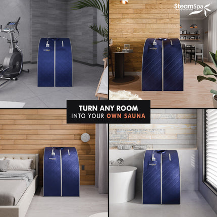 SteamSpa Portable 1-Person Infrared Home Sauna with Digital Control, Blue SteamSpa