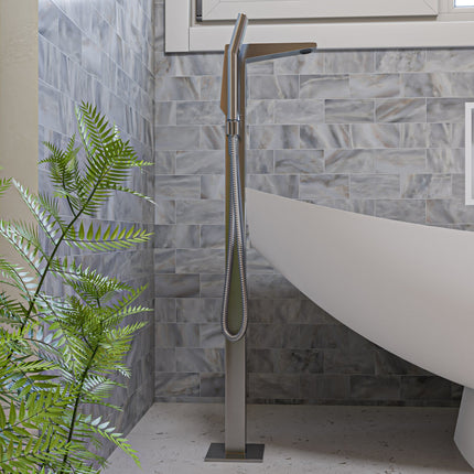 ALFI brand AB2475-BN Brushed Nickel Single Hole Floor Mounted Tub Filler Alfi Brand