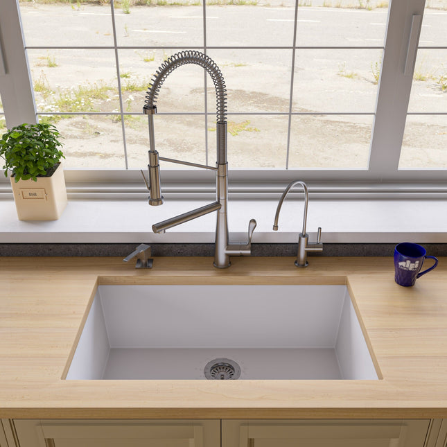 ALFI brand AB3322UM-W White 33" Single Bowl Undermount Granite Composite Kitchen Sink Alfi Brand