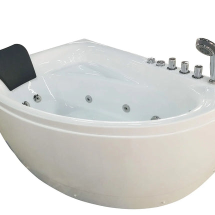 EAGO AM161-R  5' Single Person Corner White Acrylic Whirlpool Bath Tub - Drain on Right