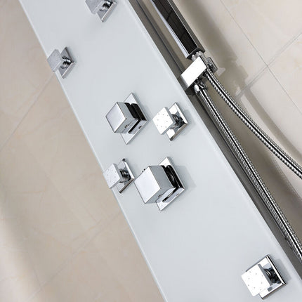 ANZZI Rhaus 60 in. 6-Jetted Full Body Shower Panel with Heavy Rain Shower and Spray Wand in White SP-AZ029 Anzzi