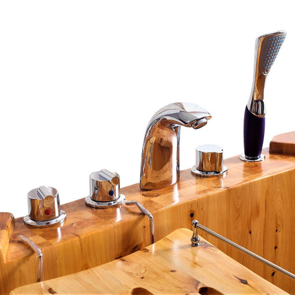 ALFI brand AB1130 65" 2 Person Free Standing Cedar Wooden Bathtub with Fixtures & Headrests ALFI brand