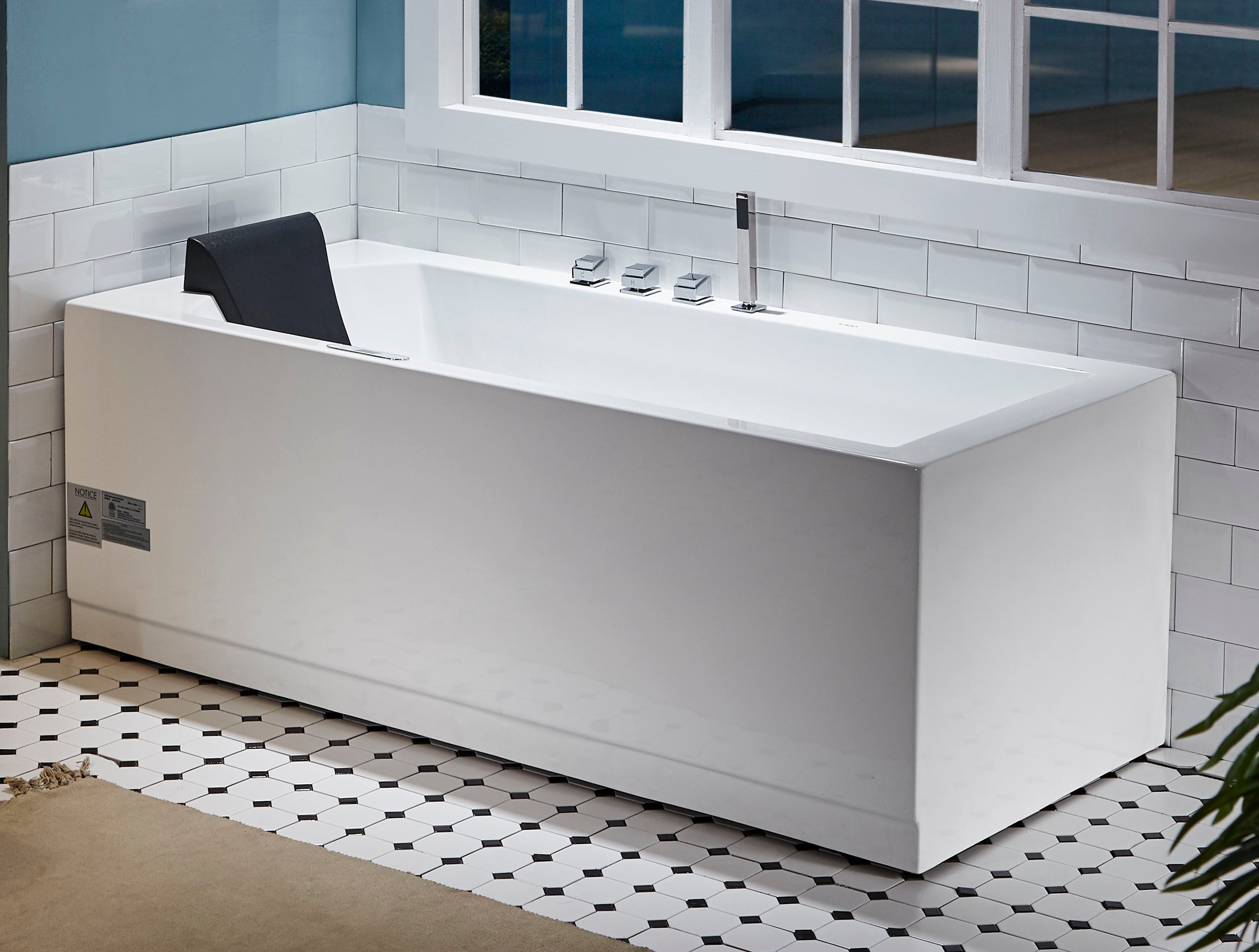 EAGO AM154ETL-R6 6 ft Acrylic White Rectangular Whirlpool Bathtub w Fixtures