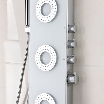 ANZZI Lynn 58 in. 3-Jetted Full Body Shower Panel with Heavy Rain Shower and Spray Wand in White SP-AZ031 Anzzi