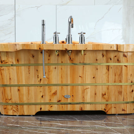 ALFI brand AB1136 61" Free Standing Cedar Wooden Bathtub with Chrome Tub Filler ALFI brand