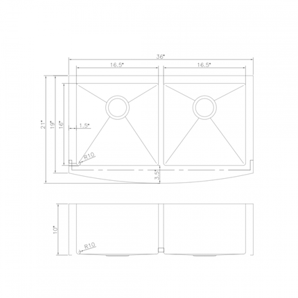 ZLINE 36 in. Niseko Farmhouse Apron Mount Double Bowl Stainless Steel Kitchen Sink with Bottom Grid (SA50D-36)