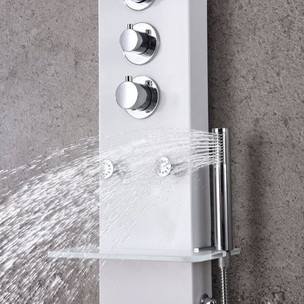 ANZZI Donna 60 in. 6-Jetted Full Body Shower Panel with Heavy Rain Shower and Spray Wand in White SP-AZ028 Anzzi