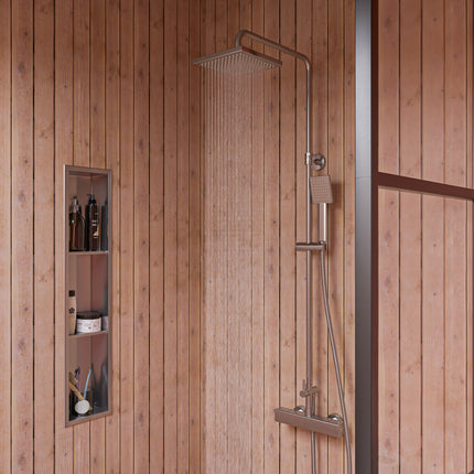 ALFI brand AB2862-BN Brushed Nickel Square Style Thermostatic Exposed Shower Set Alfi Brand
