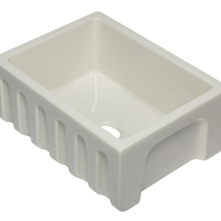 ALFI brand AB2418HS-B 24 inch Biscuit Reversible Smooth / Fluted Single Bowl Fireclay Farm Sink Alfi Brand