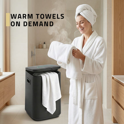 Anzzi 23L Luxury Bucket Towel Warmer, Large Capacity, LED Display, Adjustable Timer, Flip-Top Lid, Child Safe, Auto Shut-Off Plaza Home Decor