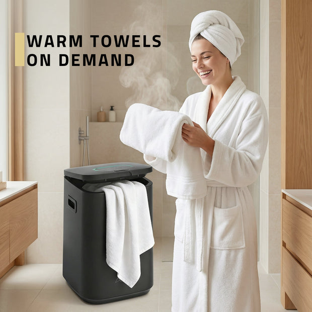 Anzzi 23L Luxury Bucket Towel Warmer, Large Capacity, LED Display, Adjustable Timer, Flip-Top Lid, Child Safe, Auto Shut-Off Plaza Home Decor