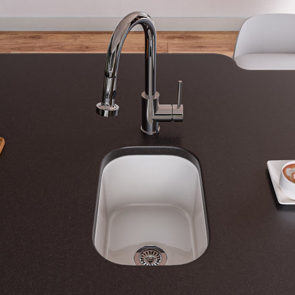 ALFI brand AB1218 Small Rectangular Fireclay Undermount or Drop In Prep / Bar Sink ALFI brand