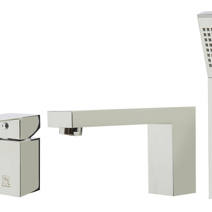 ALFI brand AB2322-PC Polished Chrome Deck Mounted Tub Filler and Square Hand Held Shower Head Alfi Brand