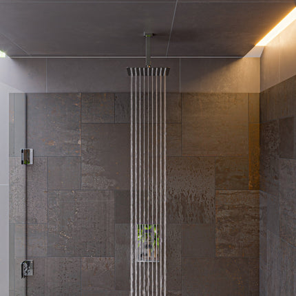 ALFI brand AB2601-PC Polished Chrome Square Knob 1 Way Thermostatic Shower Mixer Alfi Brand