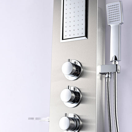 ANZZI Field 58 in. Full Body Shower Panel with Heavy Rain Shower and Spray Wand in Brushed Steel SP-AZ042 Anzzi