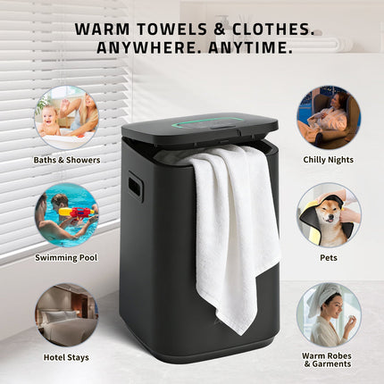 Anzzi 23L Luxury Bucket Towel Warmer, Large Capacity, LED Display, Adjustable Timer, Flip-Top Lid, Child Safe, Auto Shut-Off Plaza Home Decor