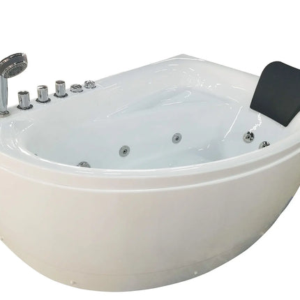 EAGO AM161-L  5' Single Person Corner White Acrylic Whirlpool Bath Tub - Drain on Left