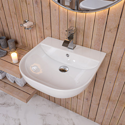 ALFI brand AB110  20" White D-Bowl Porcelain Wall Mounted Bath Sink ALFI brand