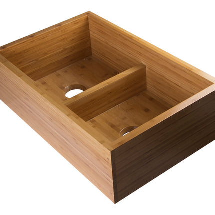 ALFI brand AB3321 33" Double Bowl Bamboo Kitchen Farm Sink Alfi Brand