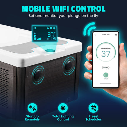 KPLUNGE All-in-One Cold Plunge and Hot Tub with Built-in Chiller, Lights, and WiFi in Blue KPLUNGE