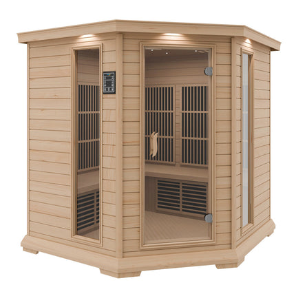 SteamSpa Mauritius 5-Person Carbon FAR Infrared Hemlock Wooden Indoor Home Sauna Room with LED Touch Control Panel SteamSpa