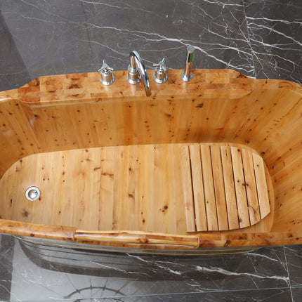 ALFI brand AB1136 61" Free Standing Cedar Wooden Bathtub with Chrome Tub Filler ALFI brand
