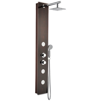 ANZZI Pure 59 in. 3-Jetted Shower Panel with Heavy Rain Shower and Spray Wand in Mahogany Deco-Glass SP-AZ021 Anzzi