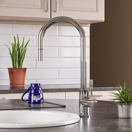 ALFI brand AB2028-PSS Single Hole Pull Down Stainless Steel Kitchen Faucet