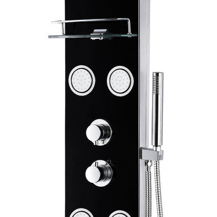ANZZI Llano Series 56 in. Full Body Shower Panel System with Heavy Rain Shower and Spray Wand in Black SP-AZ047 Anzzi