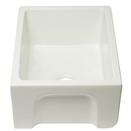 ALFI brand AB2418HS-B 24 inch Biscuit Reversible Smooth / Fluted Single Bowl Fireclay Farm Sink Alfi Brand