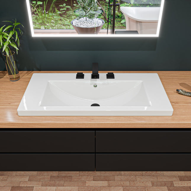 EAGO BH002 White Ceramic 40"x19" Rectangular Drop In Sink EAGO
