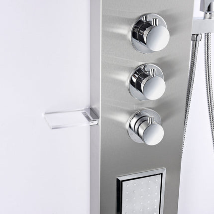 ANZZI Field 58 in. Full Body Shower Panel with Heavy Rain Shower and Spray Wand in Brushed Steel SP-AZ042 Anzzi