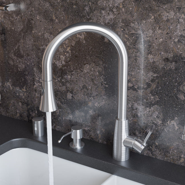 ALFI brand AB2034-BSS Solid Brushed Stainless Steel Pull Down Single Hole Kitchen Faucet Alfi Brand