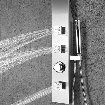 ANZZI Sans 40 in. Full Body Shower Panel with Heavy Rain Shower and Spray Wand in Brushed Steel SP-AZ077 Anzzi