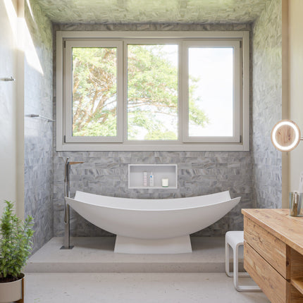 ALFI Brand AB9992 White Matte 71" Solid Surface Resin Free Standing Hammock Style Bathtub Alfi Brand