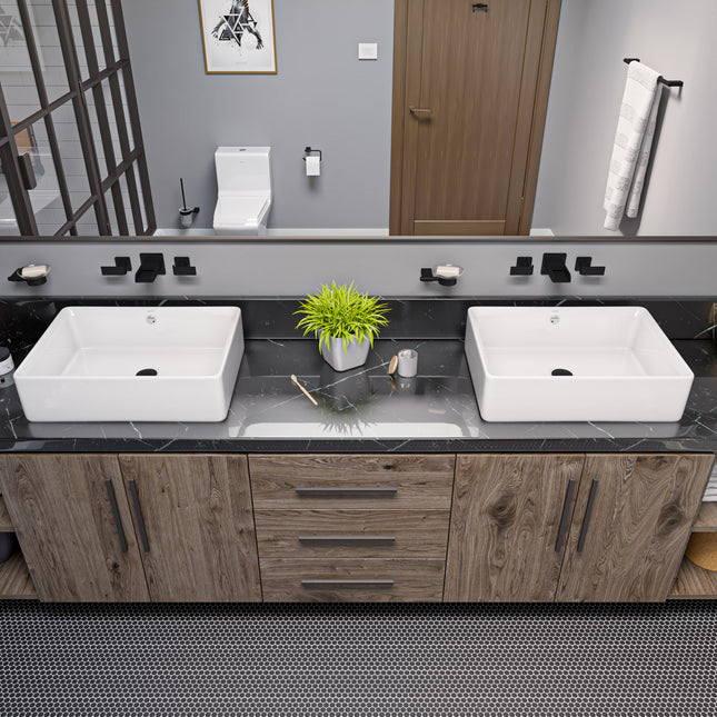 EAGO BA131 20" RECTANGULAR CERAMIC ABOVE MOUNT BASIN VESSEL SINK EAGO