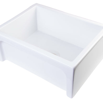 ALFI brand AB2418ARCH-W 24" White Arched Apron Thick Wall Fireclay Single Bowl Farm Sink Alfi Brand