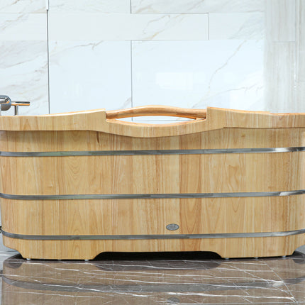 ALFI brand AB1163 61" Free Standing Wooden Bathtub with Cushion Headrest ALFI brand
