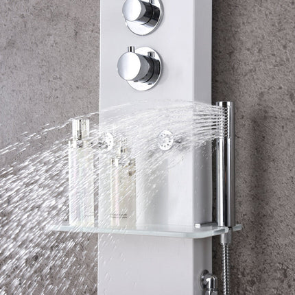 ANZZI Donna 60 in. 6-Jetted Full Body Shower Panel with Heavy Rain Shower and Spray Wand in White SP-AZ028 Anzzi
