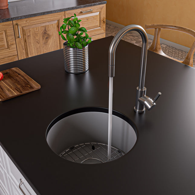 ALFI brand AB2028-BSS Solid Brushed Stainless Steel Single Hole Pull Down Kitchen Faucet Alfi Brand