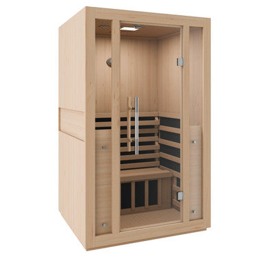 SteamSpa Fiji 2-Person Carbon FAR Infrared Hemlock Wooden Indoor Home Sauna Room with LED Touch Control Panel SteamSpa