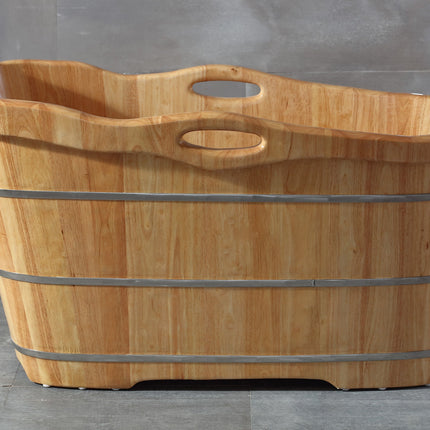 ALFI brand AB1187 57" Free Standing Rubber Wooden Soaking Bathtub with Headrest ALFI brand
