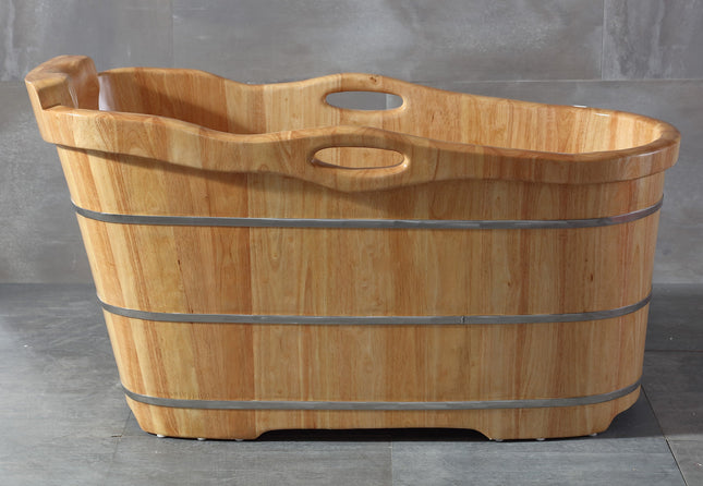 ALFI brand AB1187 57" Free Standing Rubber Wooden Soaking Bathtub with Headrest ALFI brand
