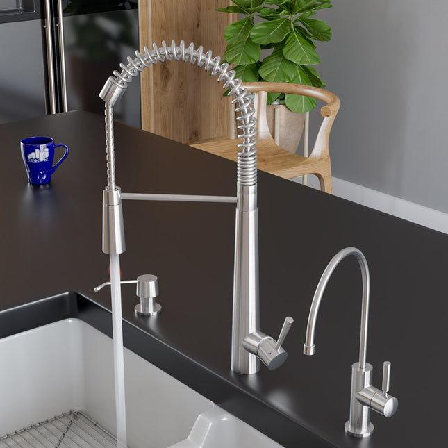 ALFI brand AB2039 Solid Stainless Steel Commercial Spring Kitchen Faucet Alfi Brand