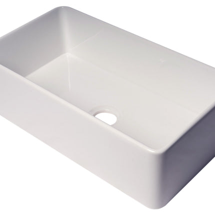 ALFI brand ABF3318S 33" White Thin Wall Single Bowl Smooth Apron Fireclay Kitchen Farm Sink Alfi Brand