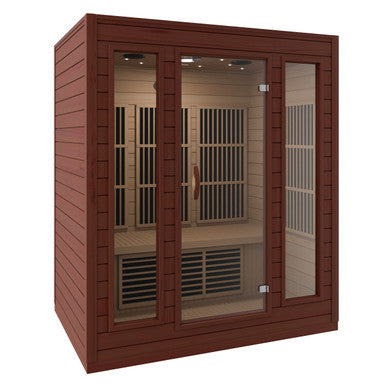 SteamSpa Curacao 3-Person Carbon FAR Infrared Hemlock Wooden Indoor Home Sauna Room with LED Touch Control Panel SteamSpa