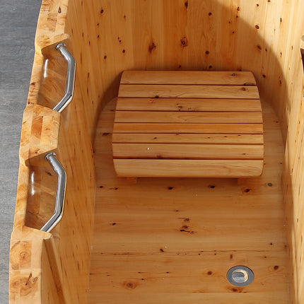 ALFI brand AB1130 65" 2 Person Free Standing Cedar Wooden Bathtub with Fixtures & Headrests ALFI brand