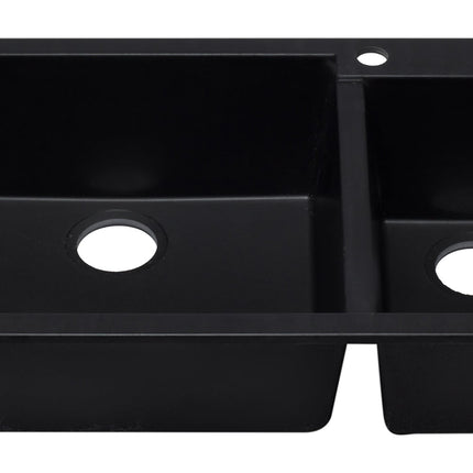 ALFI brand AB3319DI-BLA Black 34" Double Bowl Drop In Granite Composite Kitchen Sink Alfi Brand