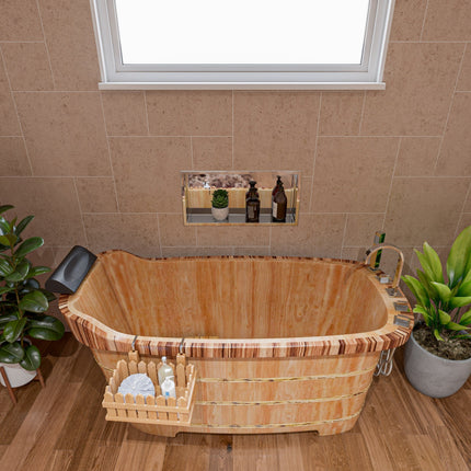 ALFI brand AB1148 59" Free Standing Wooden Bathtub with Chrome Tub Filler ALFI brand